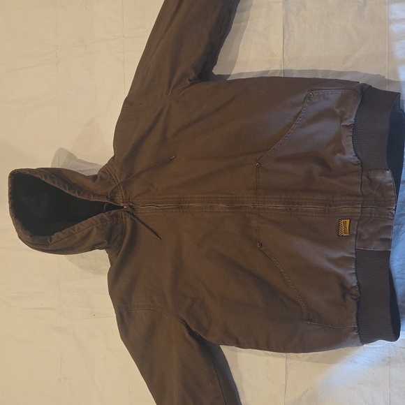 Brazos Work Force Men's Canvas Full-Zip Quilted Hooded Work Jacket Brown M - Picture 2 of 12